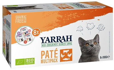 Yarrah Organic Multipack Pate Zalm / Rund / Kalkoen / Kip Graanvrij