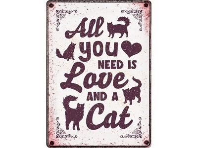 Plenty Gifts Waakbord Blik All You Need Is Love And A Cat