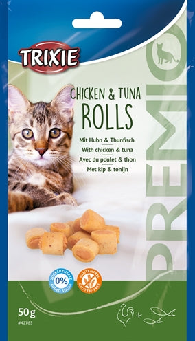 Trixie Premio Kip & Tonijn Rolletjes Voor Katten Glutenvrij