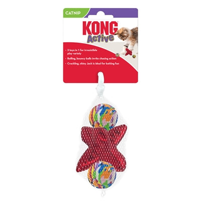 Kong Cat Active Jacks Stuiterbal Multipack Met Catnip Rood